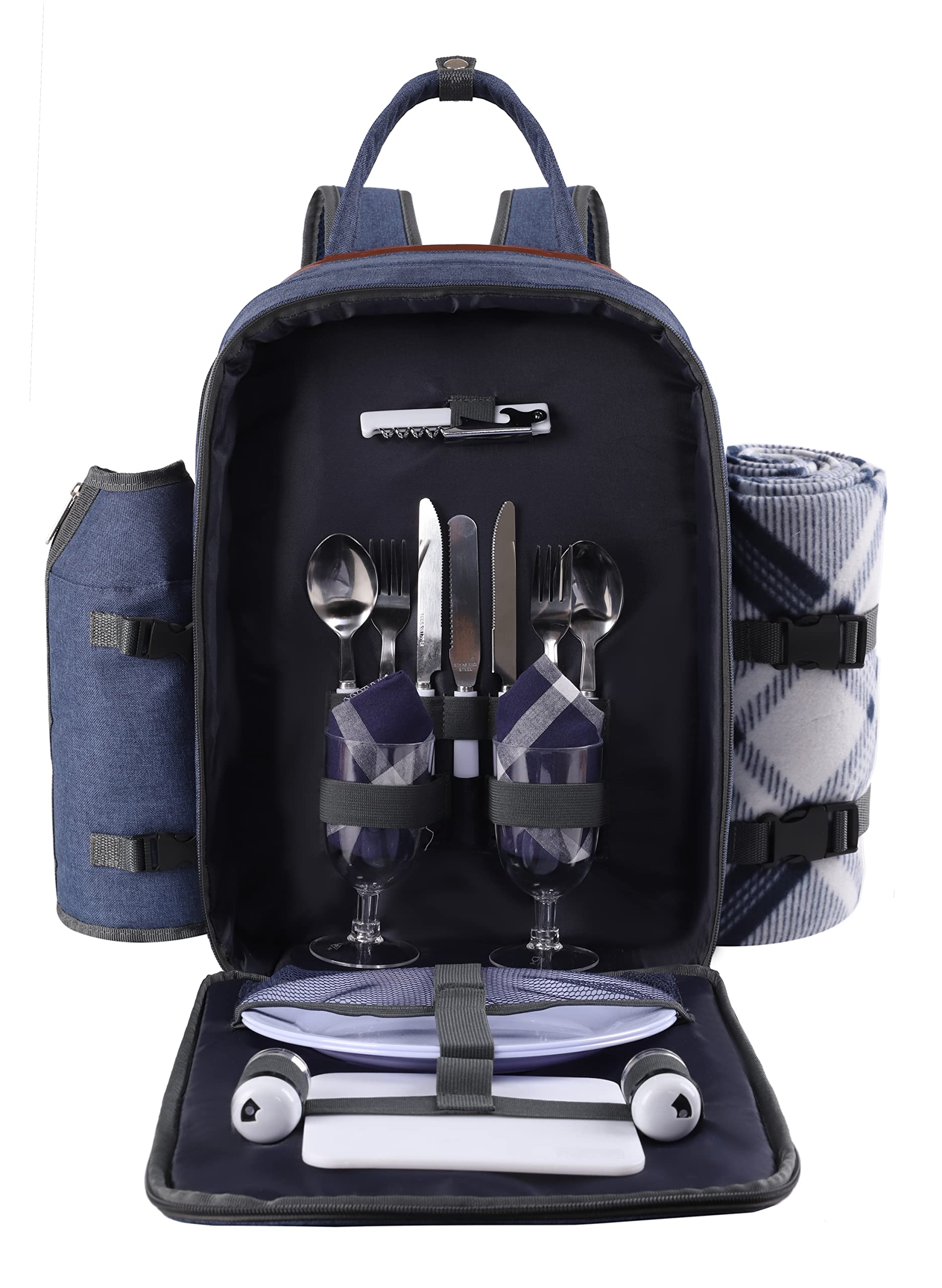 ALLCAMP Picnic Backpack with Blanket & Wine Holder