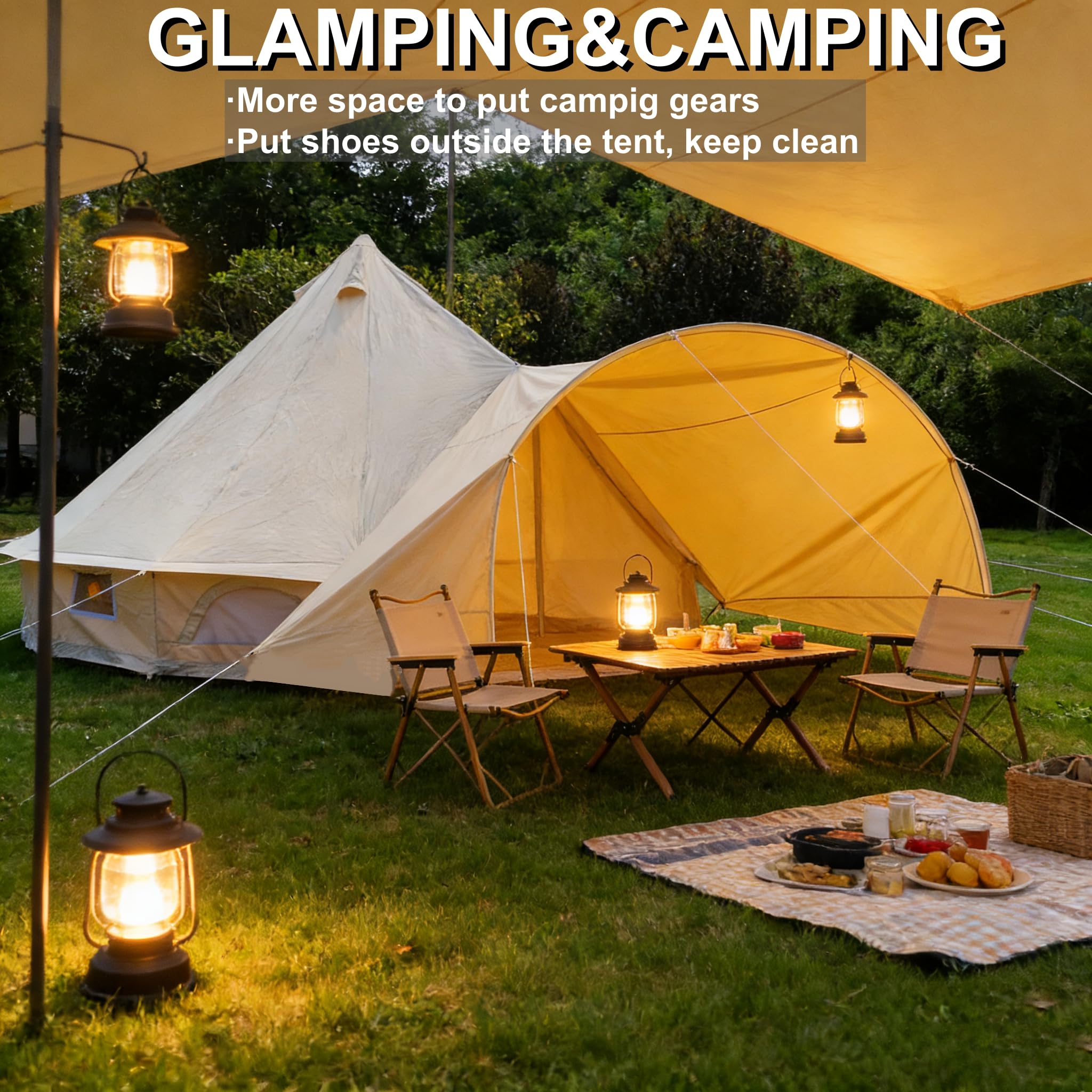 Waterproof 4-Season Camping Awning Tarp with Poles
