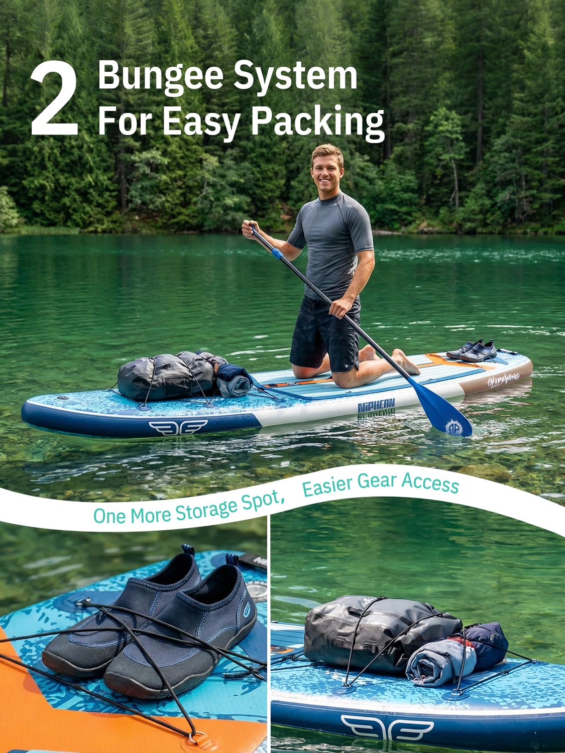 Niphean (Extra Large) Inflatable Paddle Board, SUP for 2+1 People/Family