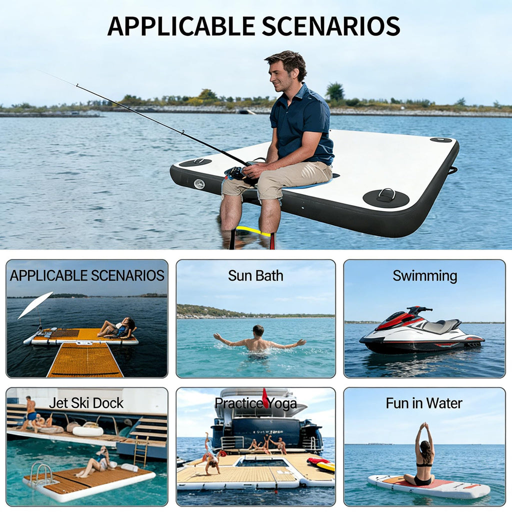 Inflatable Floating Dock Platform with Rope Ladder