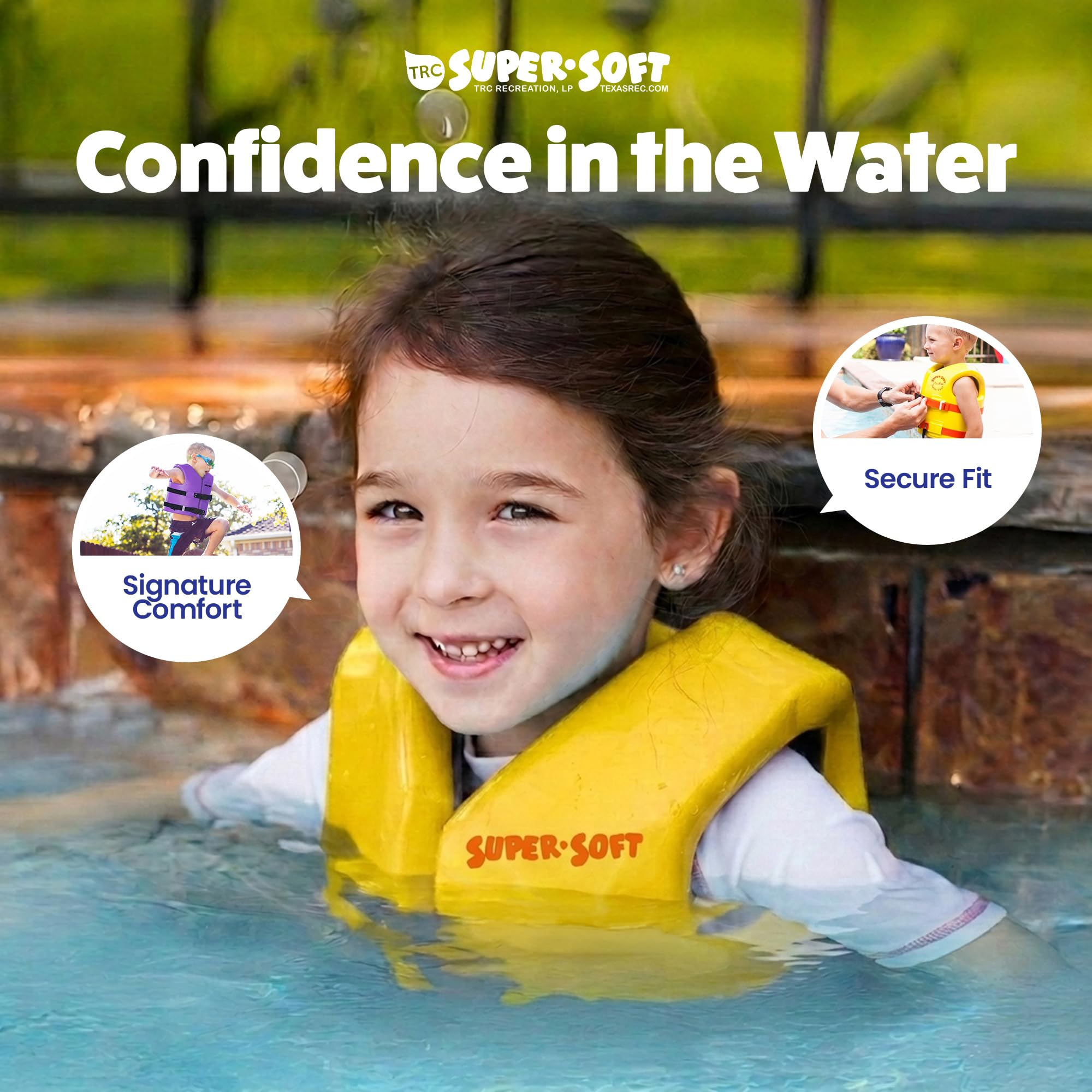 Super Soft Kids Life Jackets – Vinyl-Coated Foam Swim Vests, 2-Pack