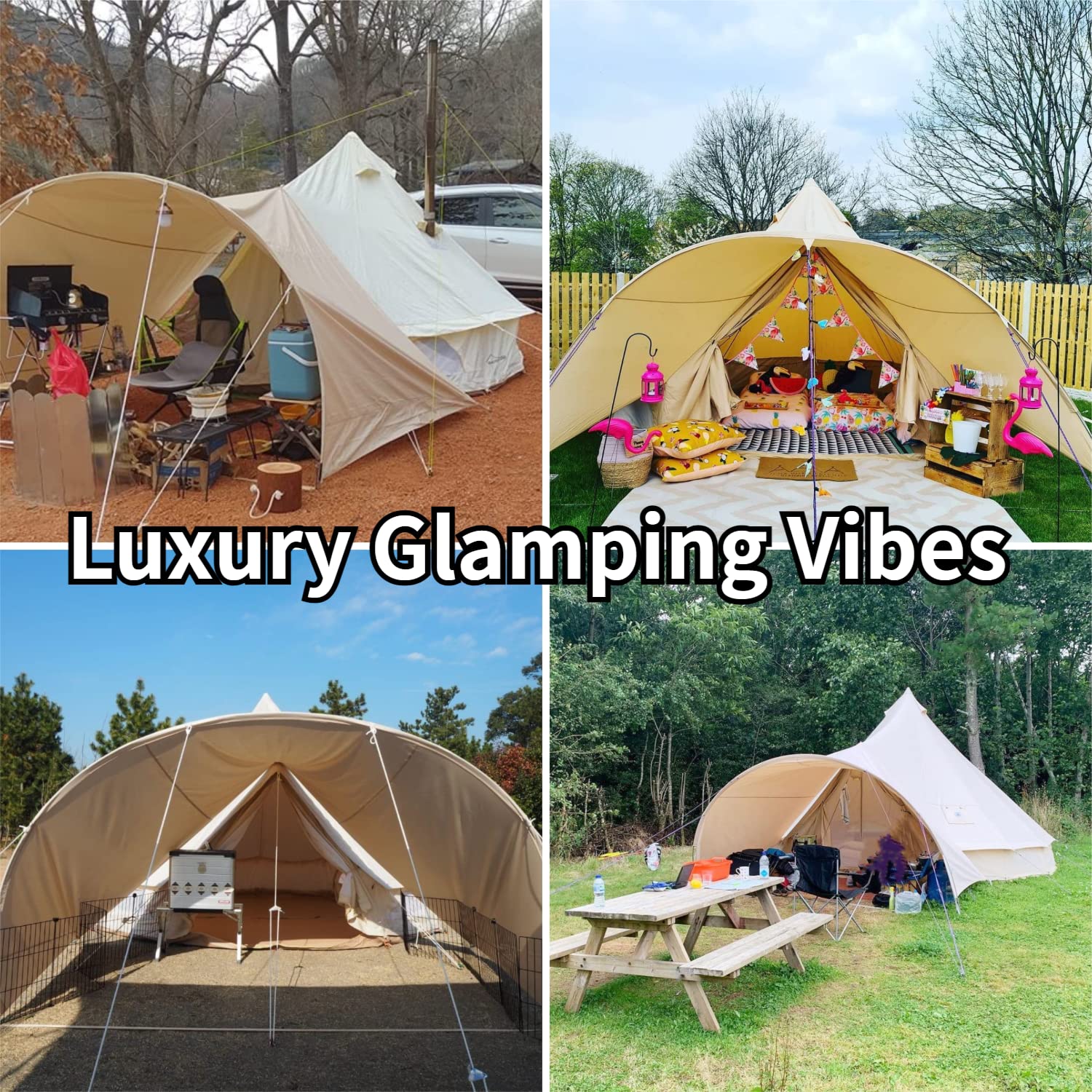 Waterproof 4-Season Camping Awning Tarp with Poles