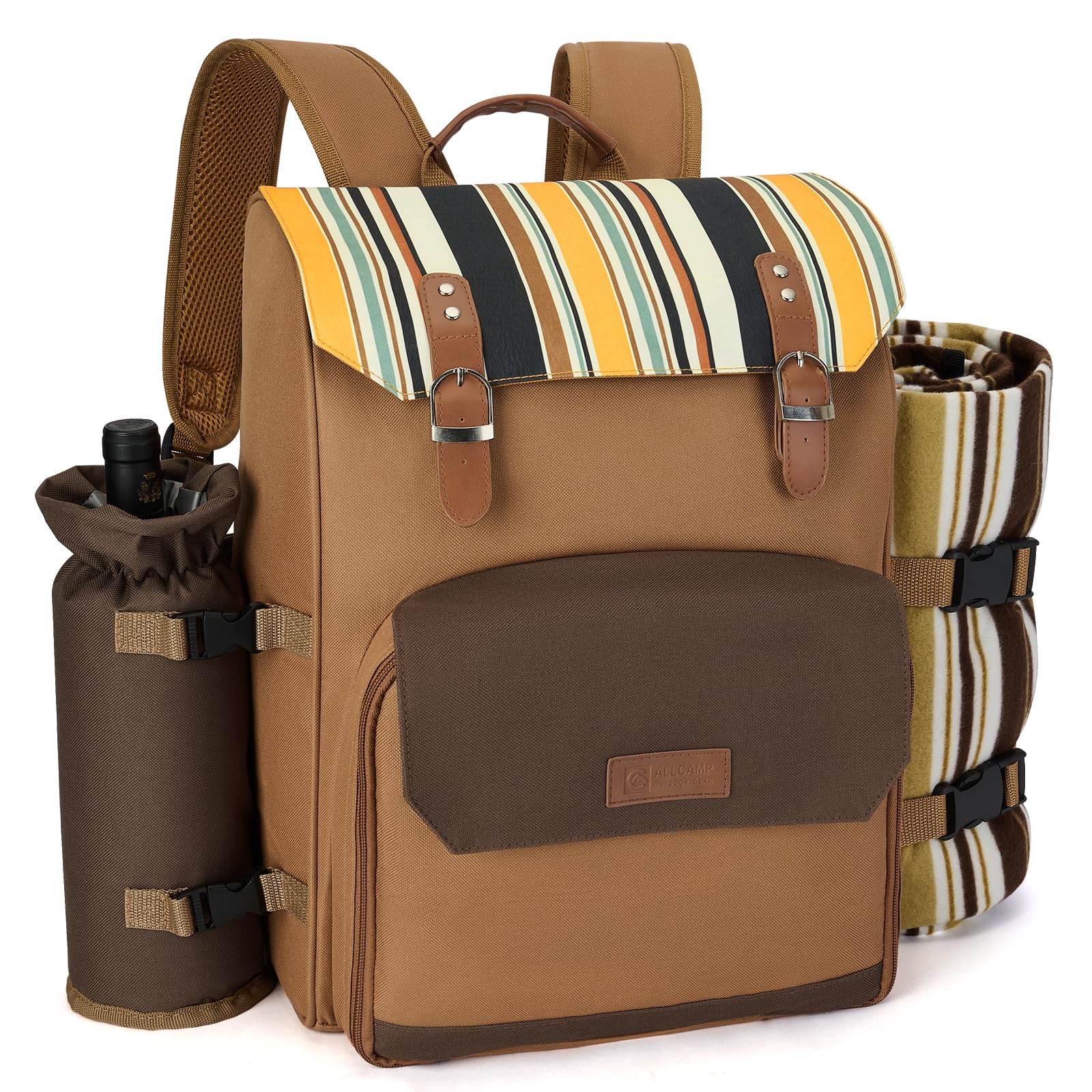 ALLCAMP Picnic Backpack with Blanket & Wine Holder