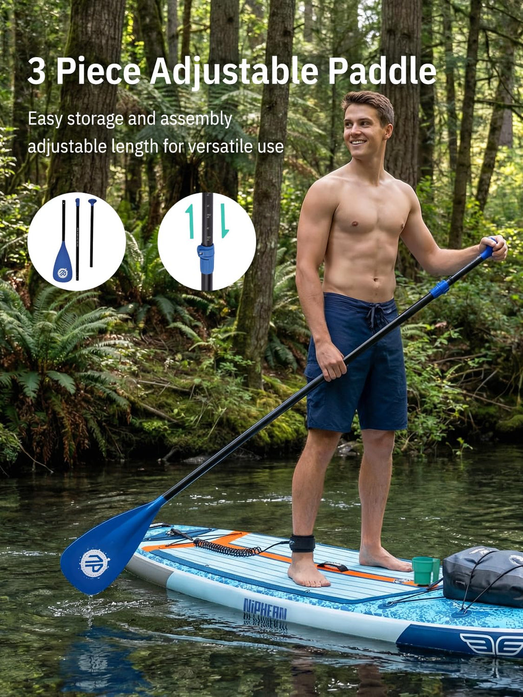 Niphean (Extra Large) Inflatable Paddle Board, SUP for 2+1 People/Family