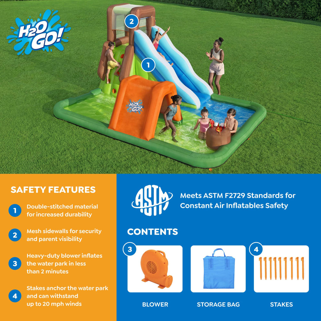 Inflatable Kids Water Park with Slide, Climbing Wall & Splash Pool