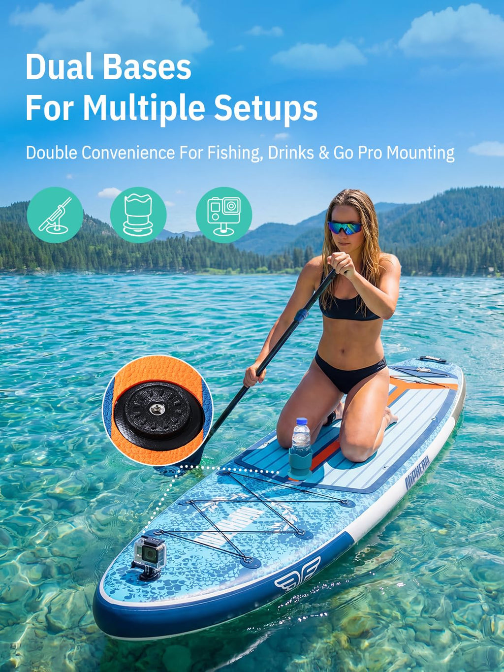 Niphean (Extra Large) Inflatable Paddle Board, SUP for 2+1 People/Family