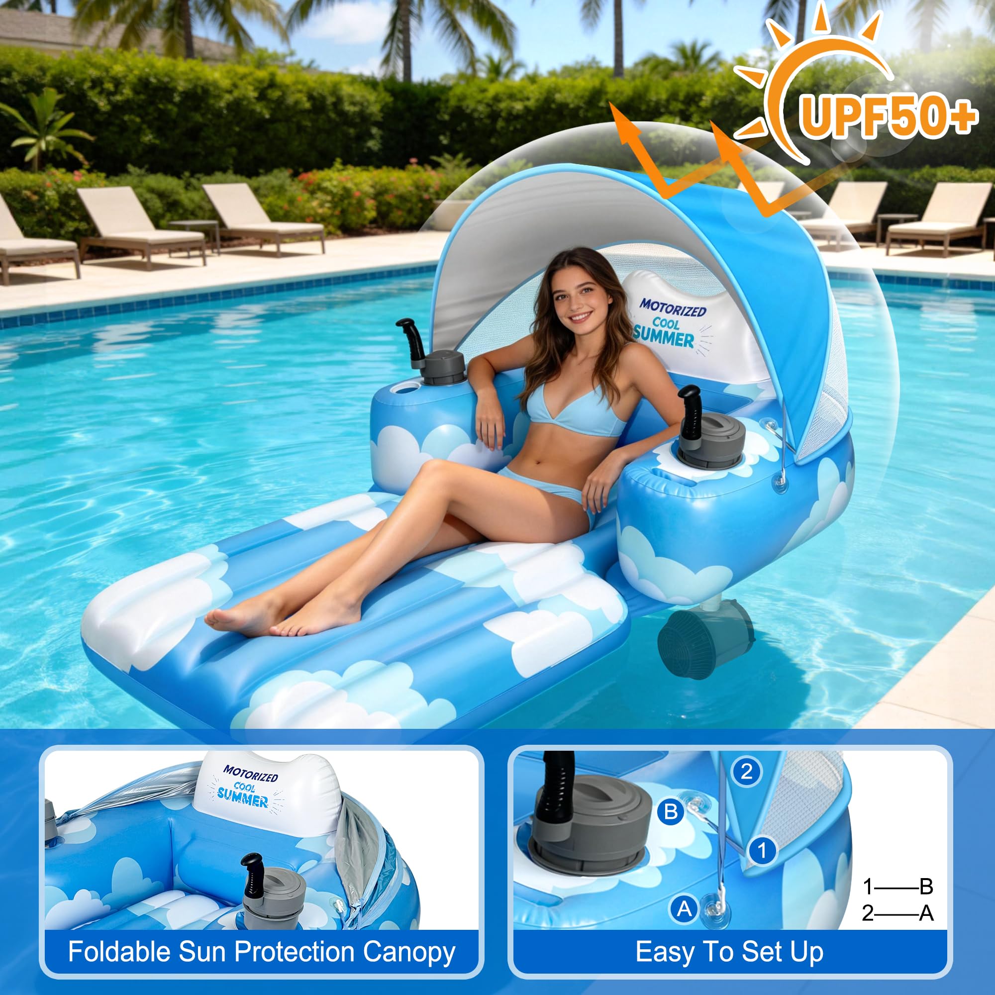 Rechargeable Motorized Inflatable Pool Lounger