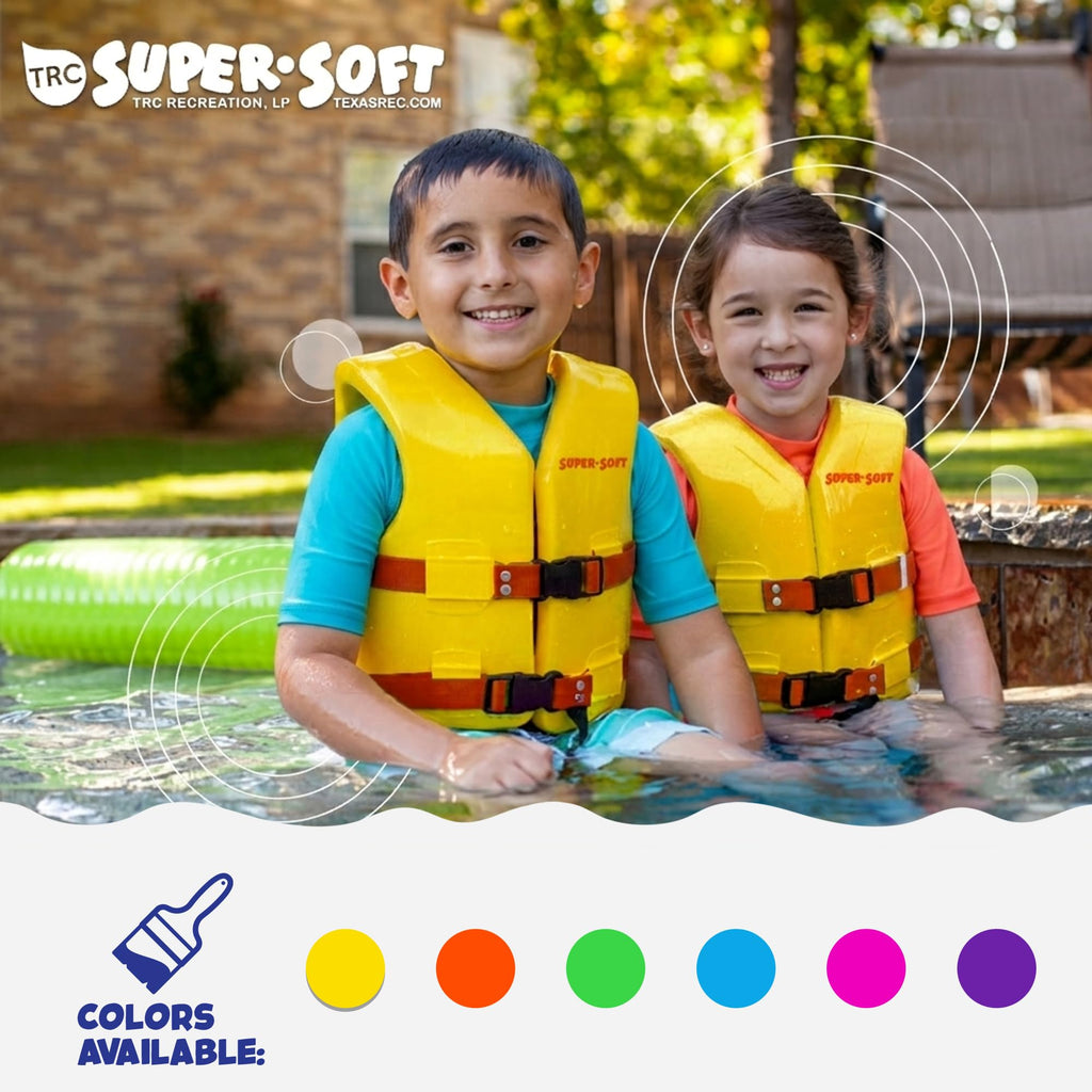 Super Soft Kids Life Jackets – Vinyl-Coated Foam Swim Vests, 2-Pack
