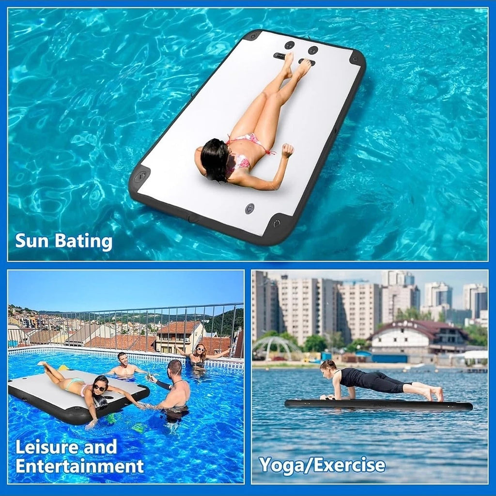 Inflatable Floating Dock Platform with Rope Ladder