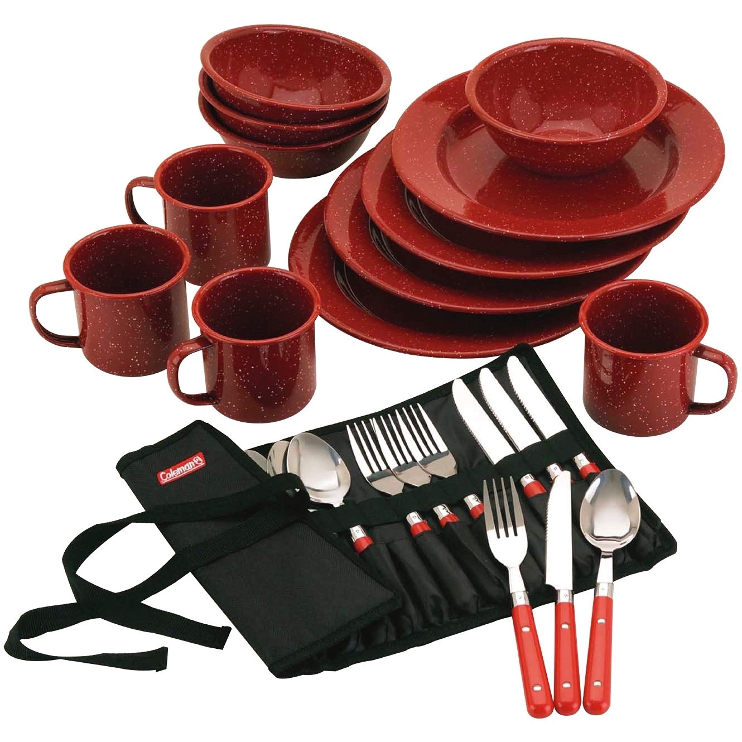 24-Piece Enamel Outdoor Dinnerware Set for 4