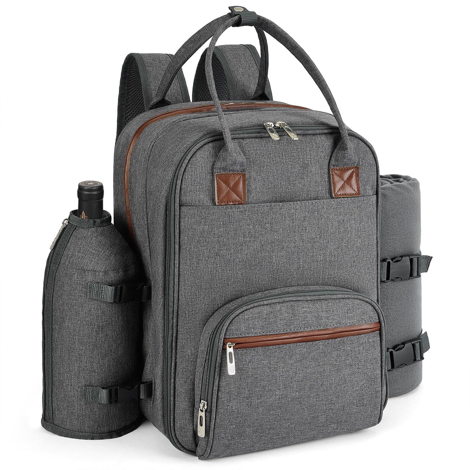 ALLCAMP Picnic Backpack with Blanket & Wine Holder