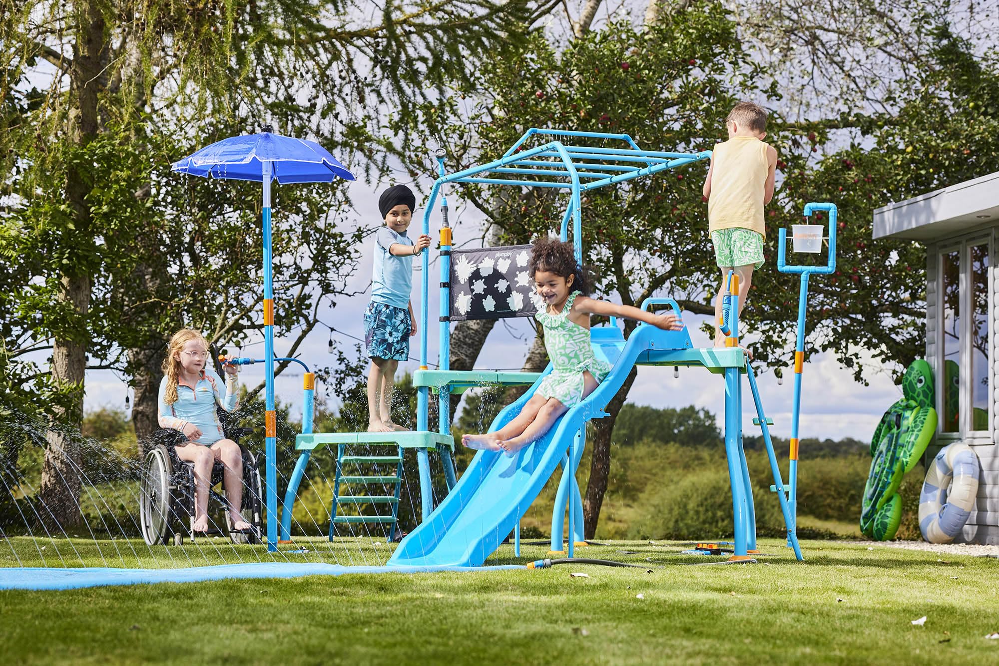 Plum Play Kids Splash Pad Station Water Slide Play Equipment