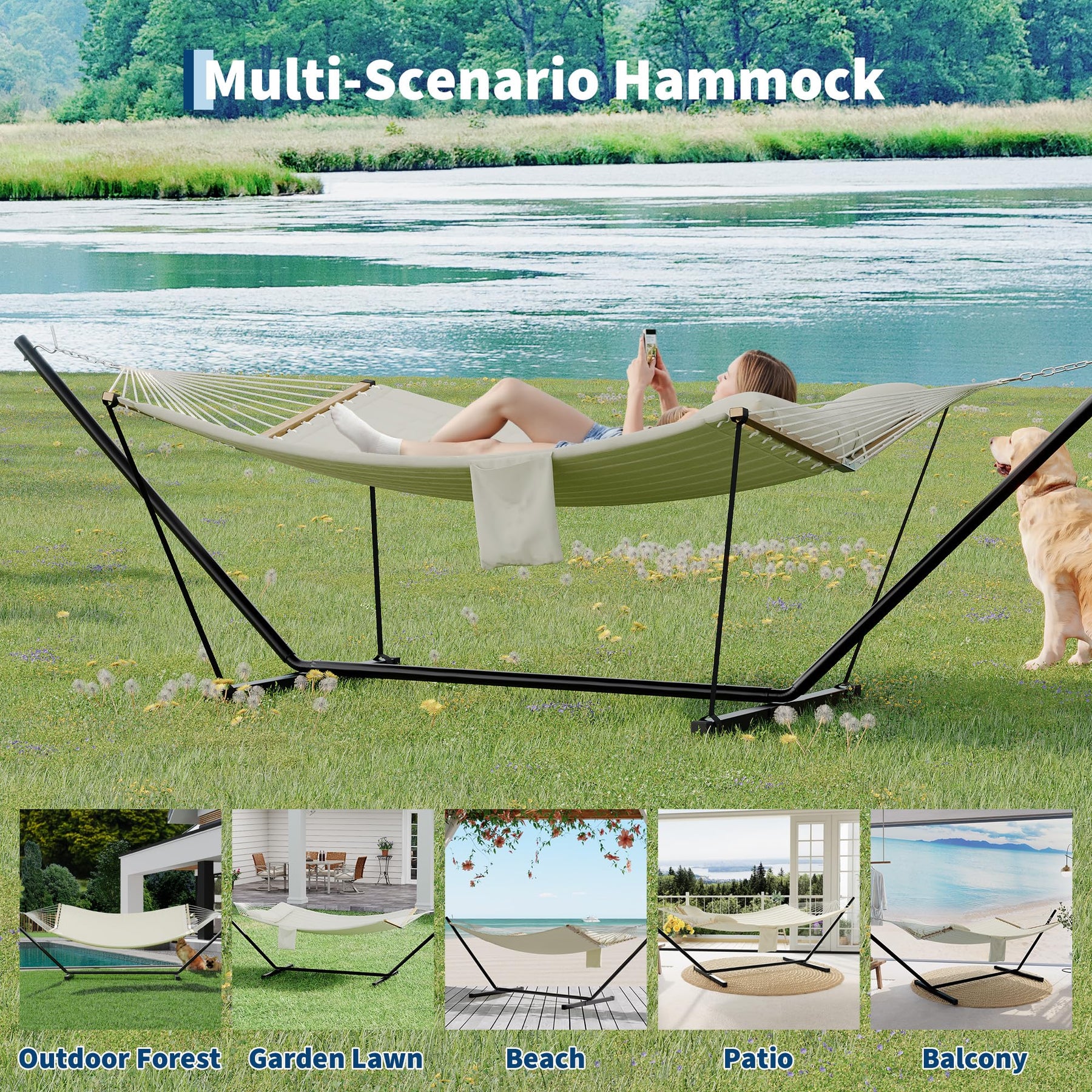 Heavy-Duty Hammock with Steel Stand & Carry Bag – 450 lb Capacity