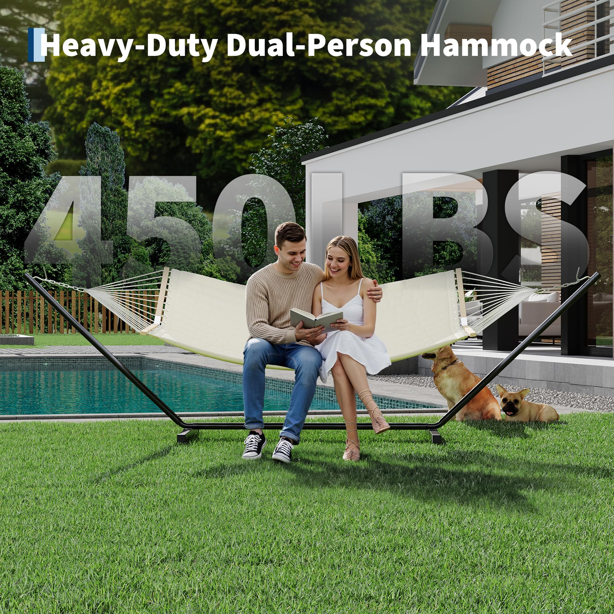 Heavy-Duty Hammock with Steel Stand & Carry Bag – 450 lb Capacity